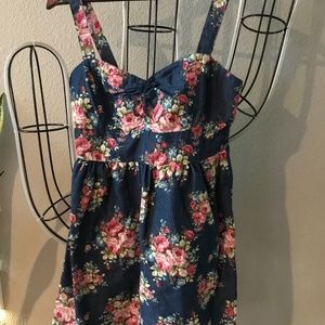 Navy blue summer dress with flowers